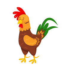 chicken, rooster, cartoon, hen, bird, farm, animal, vector, illustration, poultry, cockerel, beak, isolated, animals, feather, fowl, nature, agriculture, chickens, birds, drawing, art, clipart, silhou © Roxin
