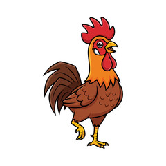 chicken, rooster, cartoon, hen, bird, farm, animal, vector, illustration, poultry, cockerel, beak, isolated, animals, feather, fowl, nature, agriculture, chickens, birds, drawing, art, clipart, silhou © Roxin