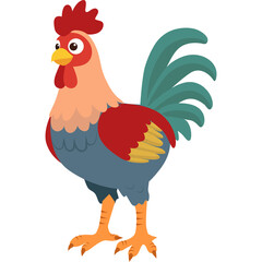 chicken, rooster, cartoon, hen, bird, farm, animal, vector, illustration, poultry, cockerel, beak, isolated, animals, feather, fowl, nature, agriculture, chickens, birds, drawing, art, clipart, silhou © Roxin