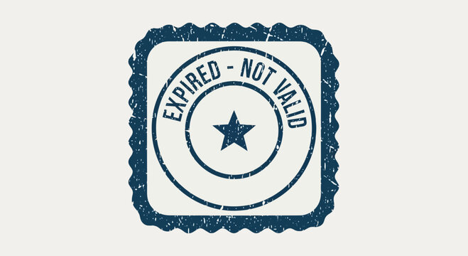 Expired Not Valid Stamp - Grunge Texture, Blue Ink, Rejected Document Seal