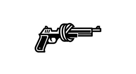 Naklejka premium Gun tied in knot symbolizing peace and disarmament.