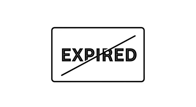 Expired Stamp Graphic: Red Cross Out Symbol Over Text