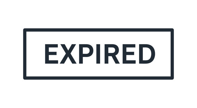 Expired Stamp Graphic, Text Sign for Deadline, Time Limit, Outdated Concept