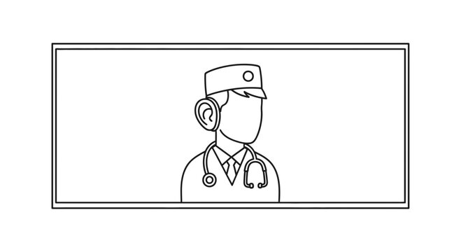 Doctor Silhouette Icon with Stethoscope and Cap, Medical Professional Symbol