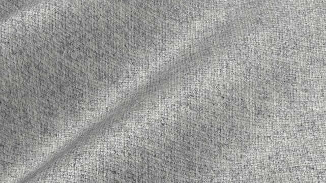 Light Gray Coarse Tweed Fabric moving in heavy rustic waves of premium woolen material and flecked melange texture for textured apparel background