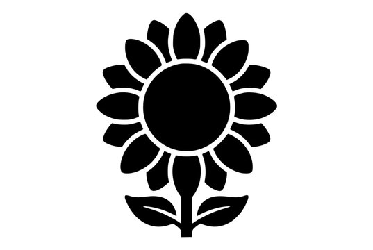 Black sunflower silhouette vector illustration isolated on white background