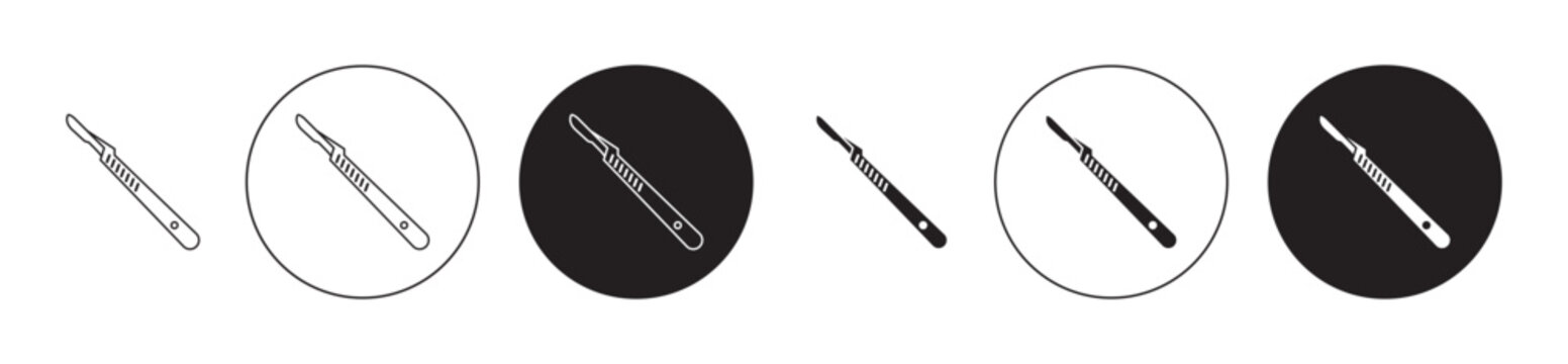 Scalpel icons collection in black filled and stroke line style