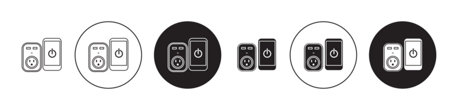smart Plug icons collection in black filled and stroke line style