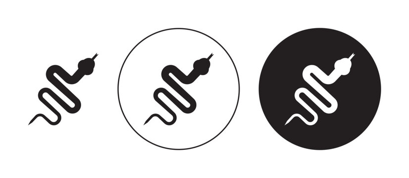 Snake icons collection in black filled and stroke line style