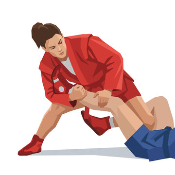 Female Sambo Athlete Performing Rolling Kneebar Lock