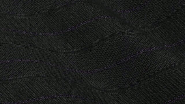 Italian Charcoal Herringbone Pinstripe Wool Fabric shimmering in complex waves of executive stripes and zigzag textures for high end suiting