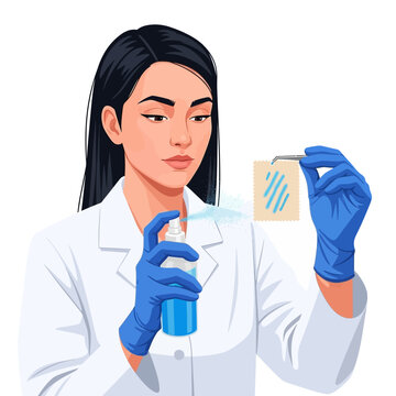 Female Forensic Serologist Applying Luminol Spray
