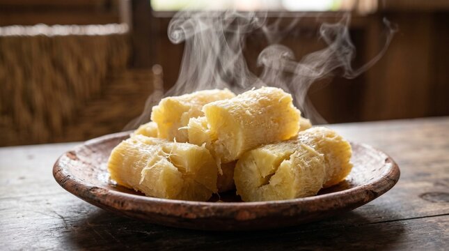 Homemade cassava on the plate, indonesian food