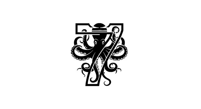Ornate black and white octopus tentacle design.