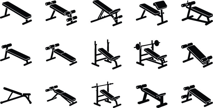 Weight bench illustrations for fitness and gym use