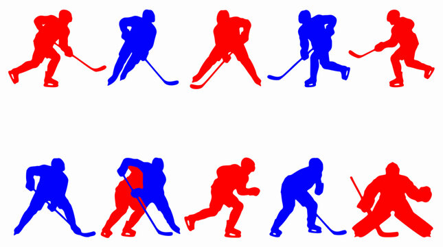 Male Ice Hockey Player Silhouette Action Pack 1