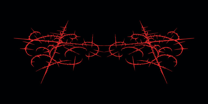 hand drawn dark art element black and red neo tribal illustration