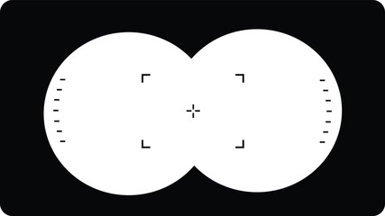 Obraz premium Binoculars view icon. optical binocular aim sight symbol. telescope zoom frame. Spy POV sign. Tourist point of view overlay template. flat style.
