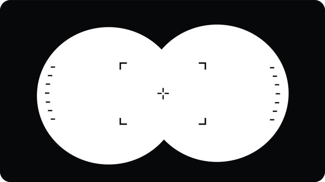 Binoculars view icon. optical binocular aim sight symbol. telescope zoom frame. Spy POV sign. Tourist point of view overlay template. flat style.