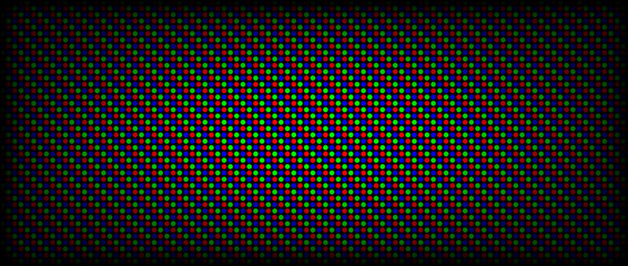 Obraz premium Faded RGB screen pixel background. LCD display grid dots wallpaper. LED TV screen pattern. Red Green Blue diode pixels videowall concept. Projector or television monitor texture backdrop. Vector