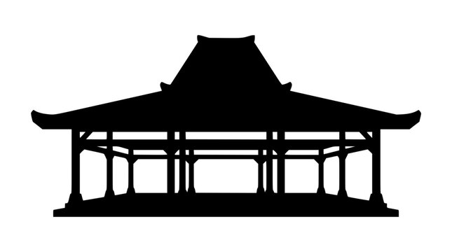Silhouette of Traditional Javanese House Joglo Architecture