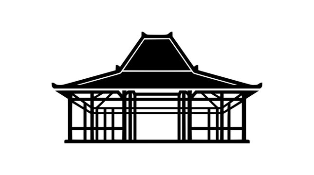 Traditional Javanese Joglo House Silhouette Icon Vector