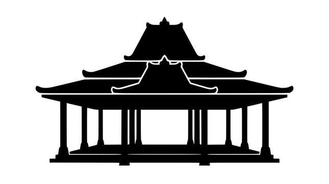 Traditional Javanese Joglo House Building Silhouette Icon