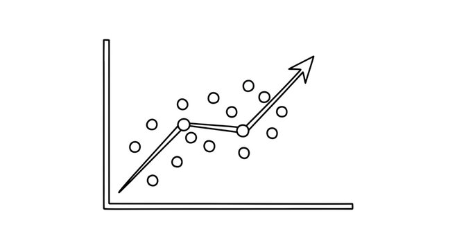 Business growth chart with upward trend line and data points