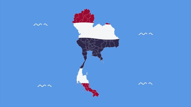 map of Thailand waving like a flag. Map of Southeast Asian countries concept. Full length Icon animation illustration. High quality&nbsp;4k&nbsp;footage