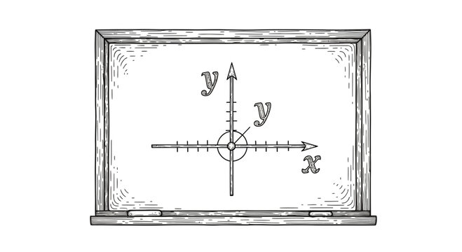 Blackboard with Cartesian Coordinate System and Axes