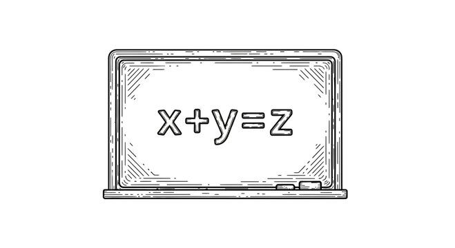 Blackboard with Equation X+Y=Z, Education and Math Concept