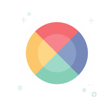 Flat design colorful circle icon with quadrants