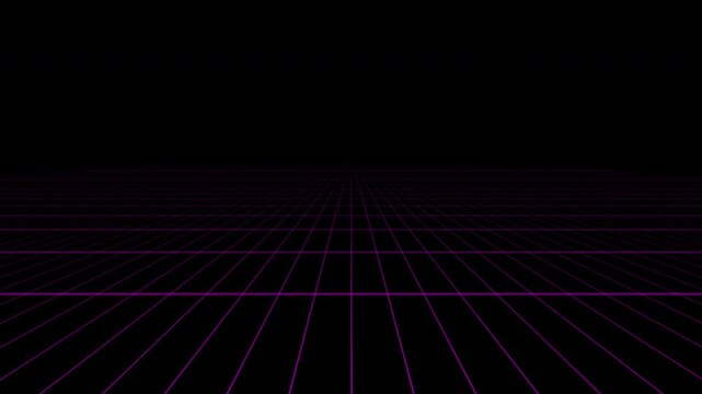 Purple neon grid perspective motion graphic video for digital background
