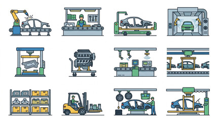 Naklejka premium Industrial Manufacturing Workshop Equipment.