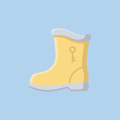 A single yellow winter boot with a key icon on side © Kenji