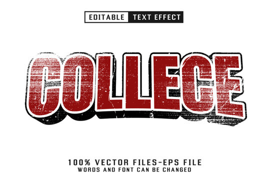 Grunge College Varsity 3D Text Effect Vector