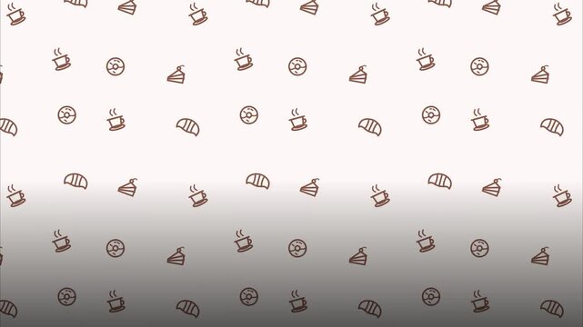 Bakery and Cafe Icon Pattern Minimalist Line Art Motion Background for Branding and Commercial Projects in Food and Culinary Industry Professional Presentation