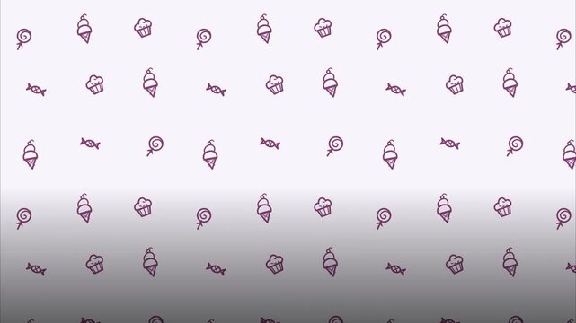 Hand Drawn Sweet Dessert Patterns Food & Culinary Seamless Scrolling Motion for Minimalist Background and Web Design