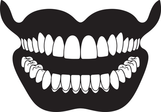 Vector illustration of vampire teeth black silhouette for Halloween design