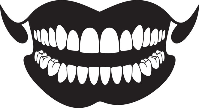 Vector illustration of vampire teeth black silhouette for Halloween design