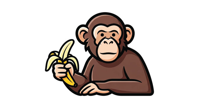 Cartoon monkey holding a banana.