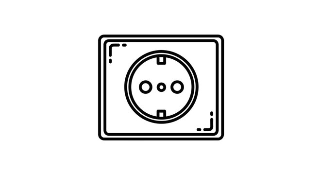 European Electrical Outlet Icon, Type F Socket, Power Plug Symbol, Vector Illustration