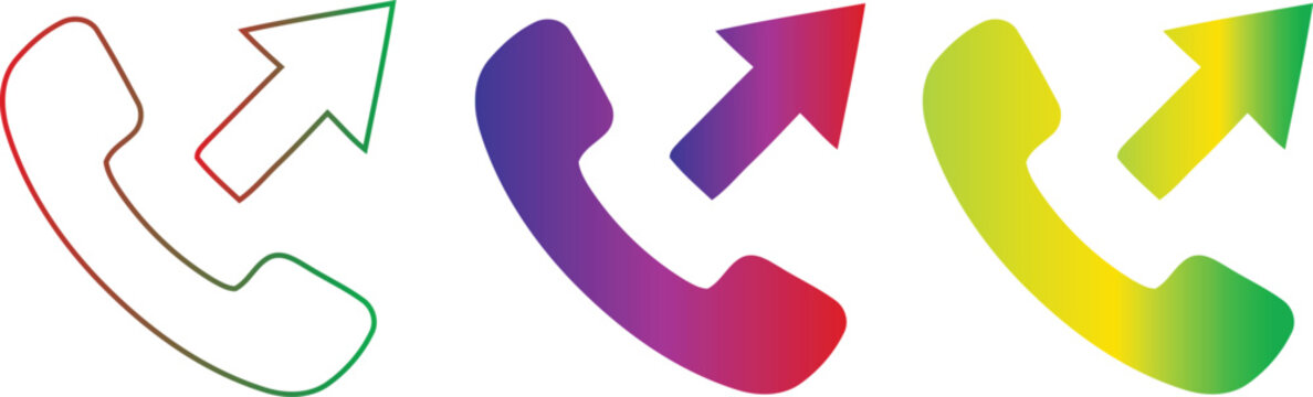 Phone with outgoing arrows, gradient colors symbol call