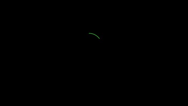 Loading circle displays a vibrant green curved segment that rotates against a pitch black background to indicate that a digital process or data transfer is currently ongoing in the web application.