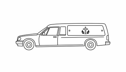 Van with fleur de lis symbol, side view, line drawing, vehicle illustration © Art