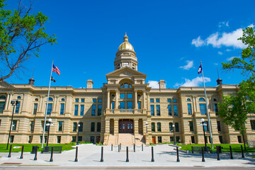 Obraz premium Wyoming State Capitol is the legislative government of Wyoming State, at 200 W 24th Street, Cheyenne, Wyoming WY, USA. 