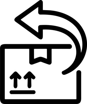 Return package icon, shipping box with return arrow, logistics concept