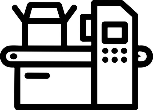 Automated Packaging Machine on Conveyor Belt with Box