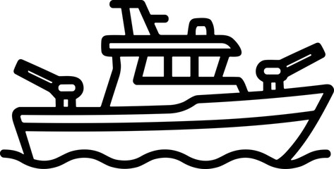 Military Patrol Boat Illustration - Icon of a Naval Vessel with Cannons © Ferry