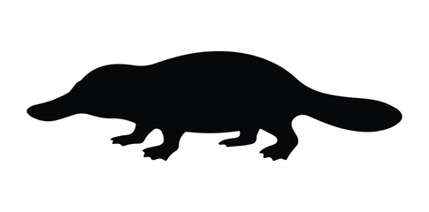Fototapeta premium Platypus Side View Silhouette Icon Vector Unique Animal Wildlife Mammal